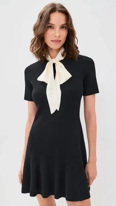 Cinq à Sept Janis Mini Dress Black/Gardenia | Thumbnail 2 Cinq à Sept Janis Mini Dress Black/Gardenia | Thumbnail 2