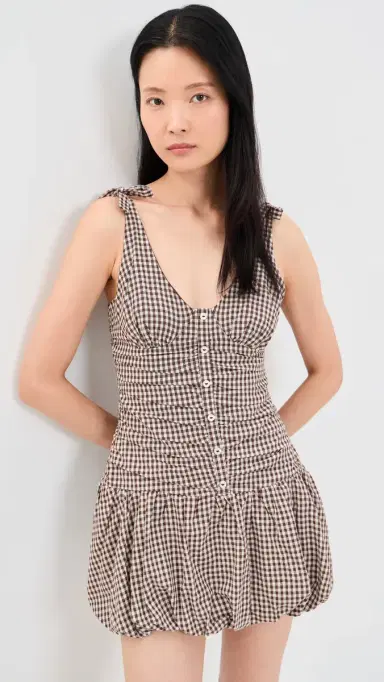 ASTR the Label Jeliany Mini Dress Brown Gingham | Thumbnail 2 ASTR the Label Jeliany Mini Dress Brown Gingham | Thumbnail 2
