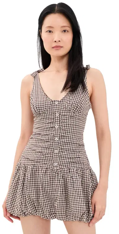 ASTR the Label Jeliany Mini Dress Brown Gingham | Thumbnail 1 ASTR the Label Jeliany Mini Dress Brown Gingham | Thumbnail 1