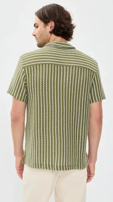 Madewell Naples Collared hirt tripe Olive | Thumbnail 3 Madewell Naples Collared hirt tripe Olive | Thumbnail 3