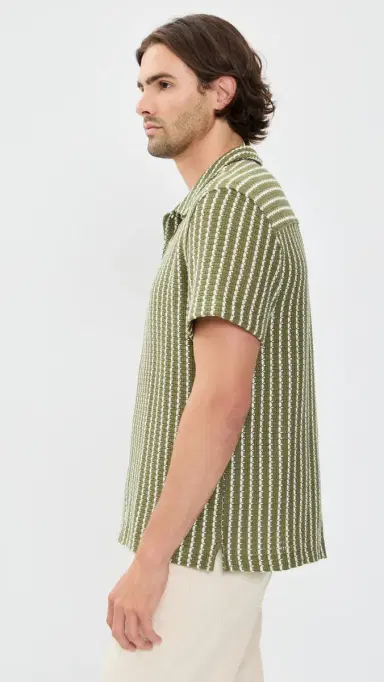 Madewell Naples Collared hirt tripe Olive | Thumbnail 4 Madewell Naples Collared hirt tripe Olive | Thumbnail 4