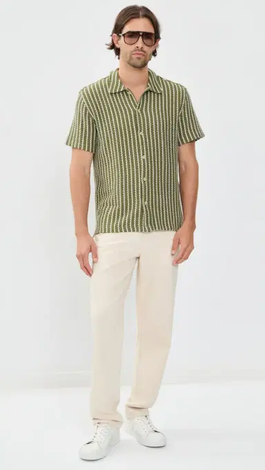 Madewell Naples Collared hirt tripe Olive | Thumbnail 5 Madewell Naples Collared hirt tripe Olive | Thumbnail 5