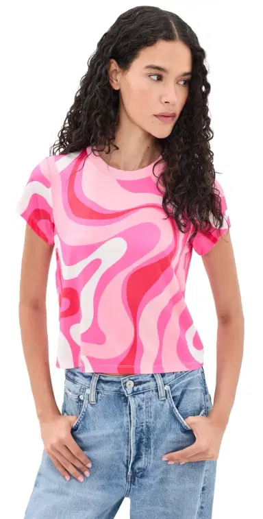 Generation Love Kai Geo Jersey Top Wavy Geo Pink | Thumbnail 1 Generation Love Kai Geo Jersey Top Wavy Geo Pink | Thumbnail 1