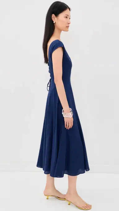 Guizio Leila Linen Dress Navy | Thumbnail 4 Guizio Leila Linen Dress Navy | Thumbnail 4
