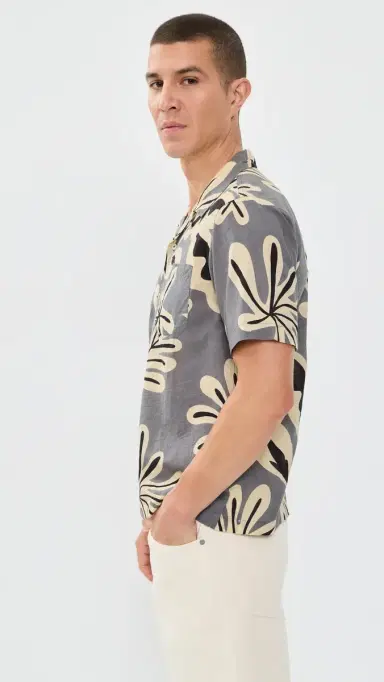 Universal Works Baja Print Road Shirt Grey | Thumbnail 4 Universal Works Baja Print Road Shirt Grey | Thumbnail 4