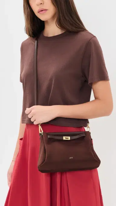 JW PEI Carmen Faux Suede Top Handle Bag Dark Brown One Size | Thumbnail 3 JW PEI Carmen Faux Suede Top Handle Bag Dark Brown One Size | Thumbnail 3