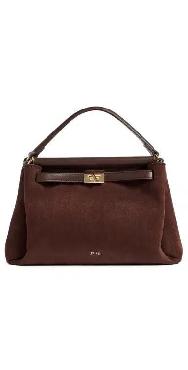 JW PEI Carmen Faux Suede Top Handle Bag Dark Brown One Size | Thumbnail 1 JW PEI Carmen Faux Suede Top Handle Bag Dark Brown One Size | Thumbnail 1
