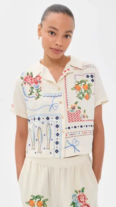 Agua Bendita Vittoria Basket Embroidered Shirt Multicolor | Thumbnail 2 Agua Bendita Vittoria Basket Embroidered Shirt Multicolor | Thumbnail 2