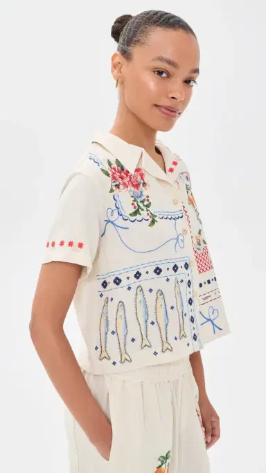 Agua Bendita Vittoria Basket Embroidered Shirt Multicolor | Thumbnail 4 Agua Bendita Vittoria Basket Embroidered Shirt Multicolor | Thumbnail 4
