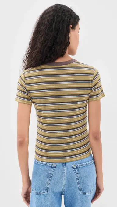 Joe's Jeans The Baby Tee Camel ulti Stripe | Thumbnail 3 Joe's Jeans The Baby Tee Camel ulti Stripe | Thumbnail 3