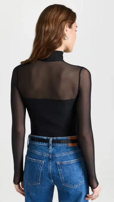 Commando Chic Mesh Long Sleeve Thong Bodysuit Black | Thumbnail 3 Commando Chic Mesh Long Sleeve Thong Bodysuit Black | Thumbnail 3