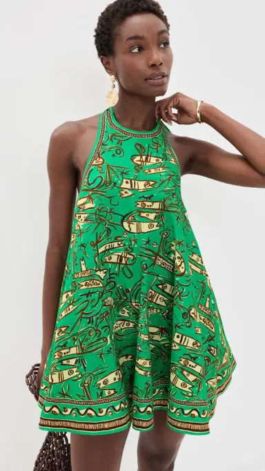 ALÉMAIS Fish Sticks Mini Dress Green | Thumbnail 2 ALÉMAIS Fish Sticks Mini Dress Green | Thumbnail 2