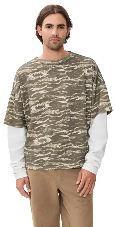 Rhude Tiger Camo Double-Layered Tee | Thumbnail 1 Rhude Tiger Camo Double-Layered Tee | Thumbnail 1