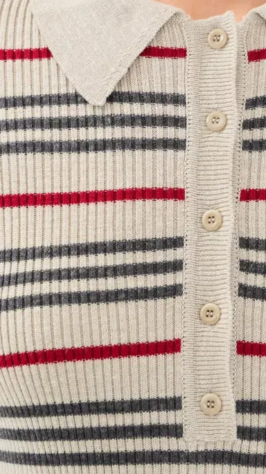 The Elder Statesman Libeccio tripe Polo Ecru/Red/tone | Thumbnail 6 The Elder Statesman Libeccio tripe Polo Ecru/Red/tone | Thumbnail 6