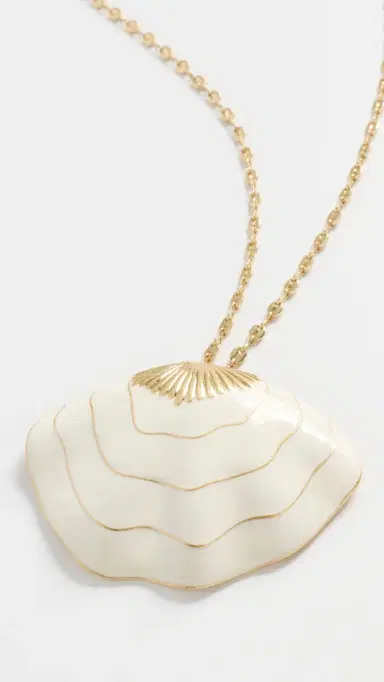 Clare V. Clamshell Pendant Necklace Cream One Size | Thumbnail 4 Clare V. Clamshell Pendant Necklace Cream One Size | Thumbnail 4