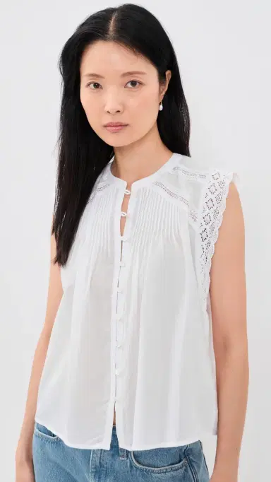 Madewell ace-Trim Sleeveless Top True White | Thumbnail 2 Madewell ace-Trim Sleeveless Top True White | Thumbnail 2