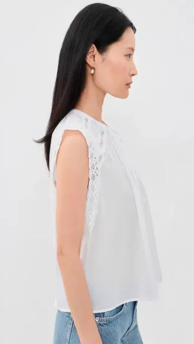 Madewell ace-Trim Sleeveless Top True White | Thumbnail 4 Madewell ace-Trim Sleeveless Top True White | Thumbnail 4