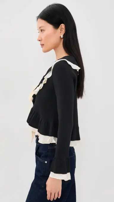 Cinq à Sept Melinda Cardigan Black/Gardenia | Thumbnail 4 Cinq à Sept Melinda Cardigan Black/Gardenia | Thumbnail 4