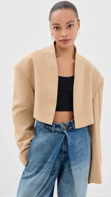 A.W.A.K.E. MODE A. W.A. K.E. MODE Cropped Tuxedo Jacket | Thumbnail 2 A.W.A.K.E. MODE A. W.A. K.E. MODE Cropped Tuxedo Jacket | Thumbnail 2