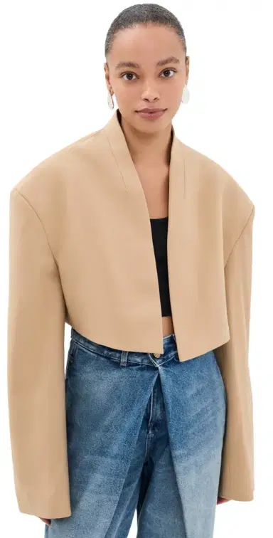 A.W.A.K.E. MODE A. W.A. K.E. MODE Cropped Tuxedo Jacket | Thumbnail 1 A.W.A.K.E. MODE A. W.A. K.E. MODE Cropped Tuxedo Jacket | Thumbnail 1