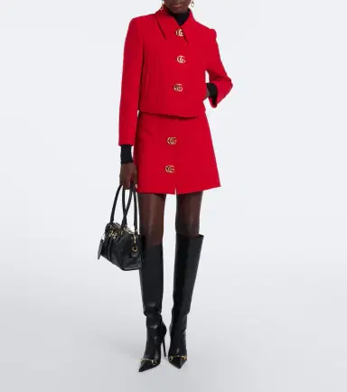 Gucci Double G cropped wool crêpe jacket | Thumbnail 2 Gucci Double G cropped wool crêpe jacket | Thumbnail 2
