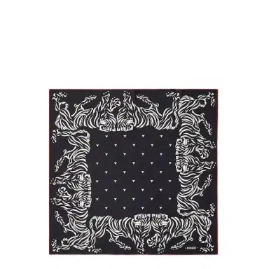 Fendi Square foulard with an archive Tiger motif printed with | Thumbnail 1 Fendi Square foulard with an archive Tiger motif printed with | Thumbnail 1