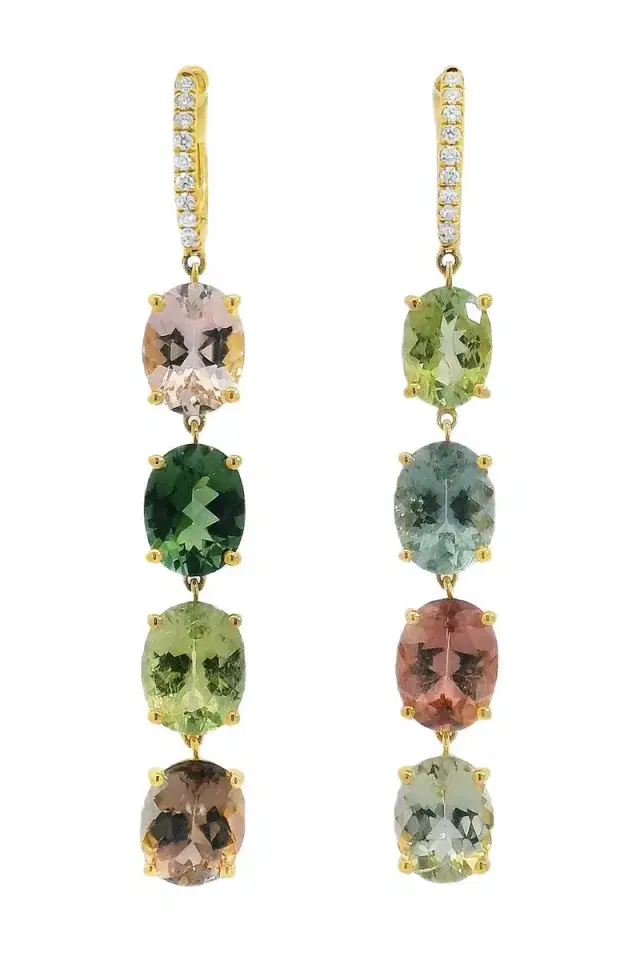 Tourmaline Diamond Asymmetric Collection Earrings Tourmaline Diamond Asymmetric Collection Earrings
