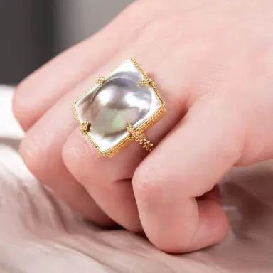 Amáli Amáli One of a Kind 18K Yellow Gold Mabe Pearl Statement Ring Sz. 7 by The Solist | Thumbnail 3 Amáli Amáli One of a Kind 18K Yellow Gold Mabe Pearl Statement Ring Sz. 7 by The Solist | Thumbnail 3