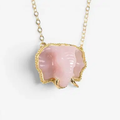 Amáli Amáli One of a Kind 18K Yellow Gold Pink Opal Elephant Pendant Necklace by The Solist | Thumbnail 2 Amáli Amáli One of a Kind 18K Yellow Gold Pink Opal Elephant Pendant Necklace by The Solist | Thumbnail 2