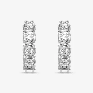 Ina Mar Ina Mar 18K White Gold 1.10 ctw. Round Diamond Huggie Earrings by The Solist | Thumbnail 2 Ina Mar Ina Mar 18K White Gold 1.10 ctw. Round Diamond Huggie Earrings by The Solist | Thumbnail 2