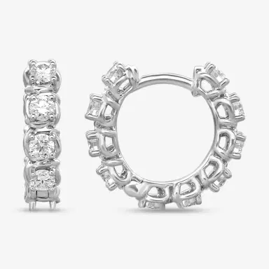Ina Mar Ina Mar 18K White Gold 1.10 ctw. Round Diamond Huggie Earrings by The Solist | Thumbnail 3 Ina Mar Ina Mar 18K White Gold 1.10 ctw. Round Diamond Huggie Earrings by The Solist | Thumbnail 3