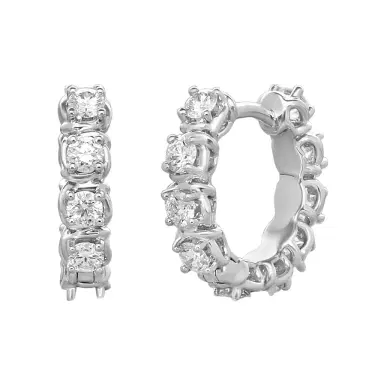 Ina Mar Ina Mar 18K White Gold 1.10 ctw. Round Diamond Huggie Earrings by The Solist | Thumbnail 1 Ina Mar Ina Mar 18K White Gold 1.10 ctw. Round Diamond Huggie Earrings by The Solist | Thumbnail 1
