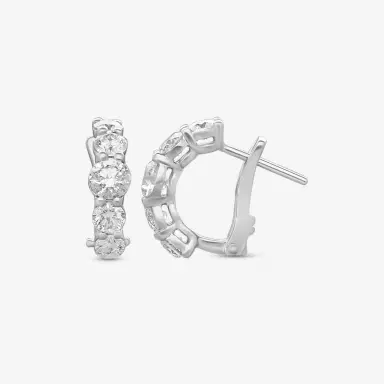 Ina Mar Ina Mar 18K White Gold 1.32 ctw. Round Diamond J Hoop Earrings by The Solist | Thumbnail 3 Ina Mar Ina Mar 18K White Gold 1.32 ctw. Round Diamond J Hoop Earrings by The Solist | Thumbnail 3
