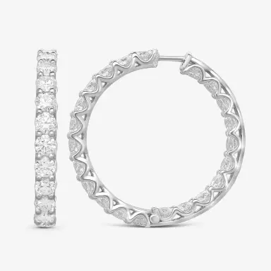 Ina Mar Ina Mar 18K White Gold 8.40 ctw. Round Diamond Hoop Earrings by The Solist | Thumbnail 3 Ina Mar Ina Mar 18K White Gold 8.40 ctw. Round Diamond Hoop Earrings by The Solist | Thumbnail 3