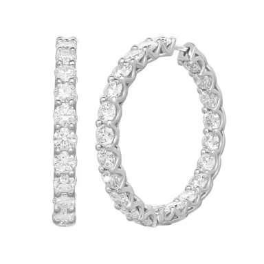 Ina Mar Ina Mar 18K White Gold 8.40 ctw. Round Diamond Hoop Earrings by The Solist | Thumbnail 1 Ina Mar Ina Mar 18K White Gold 8.40 ctw. Round Diamond Hoop Earrings by The Solist | Thumbnail 1
