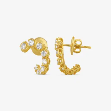 Ina Mar Ina Mar 18K Yellow Gold 1.24 ctw. Round Diamond J Hoop Earrings by The Solist | Thumbnail 3 Ina Mar Ina Mar 18K Yellow Gold 1.24 ctw. Round Diamond J Hoop Earrings by The Solist | Thumbnail 3