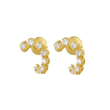 Ina Mar Ina Mar 18K Yellow Gold 1.24 ctw. Round Diamond J Hoop Earrings by The Solist | Thumbnail 1 Ina Mar Ina Mar 18K Yellow Gold 1.24 ctw. Round Diamond J Hoop Earrings by The Solist | Thumbnail 1