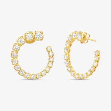 Ina Mar Ina Mar 18K Yellow Gold 3.58 ctw. Round Diamond Hoop Earrings by The Solist | Thumbnail 2 Ina Mar Ina Mar 18K Yellow Gold 3.58 ctw. Round Diamond Hoop Earrings by The Solist | Thumbnail 2