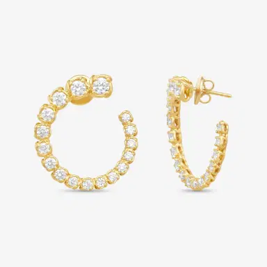 Ina Mar Ina Mar 18K Yellow Gold 3.58 ctw. Round Diamond Hoop Earrings by The Solist | Thumbnail 3 Ina Mar Ina Mar 18K Yellow Gold 3.58 ctw. Round Diamond Hoop Earrings by The Solist | Thumbnail 3