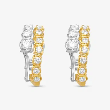 Ina Mar Ina Mar 18K Yellow Gold and White Gold 1.13 ctw. Round Diamond Hoop Earrings by The Solist | Thumbnail 2 Ina Mar Ina Mar 18K Yellow Gold and White Gold 1.13 ctw. Round Diamond Hoop Earrings by The Solist | Thumbnail 2