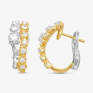 Ina Mar Ina Mar 18K Yellow Gold and White Gold 1.13 ctw. Round Diamond Hoop Earrings by The Solist | Thumbnail 3 Ina Mar Ina Mar 18K Yellow Gold and White Gold 1.13 ctw. Round Diamond Hoop Earrings by The Solist | Thumbnail 3