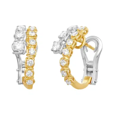 Ina Mar Ina Mar 18K Yellow Gold and White Gold 1.13 ctw. Round Diamond Hoop Earrings by The Solist | Thumbnail 1 Ina Mar Ina Mar 18K Yellow Gold and White Gold 1.13 ctw. Round Diamond Hoop Earrings by The Solist | Thumbnail 1