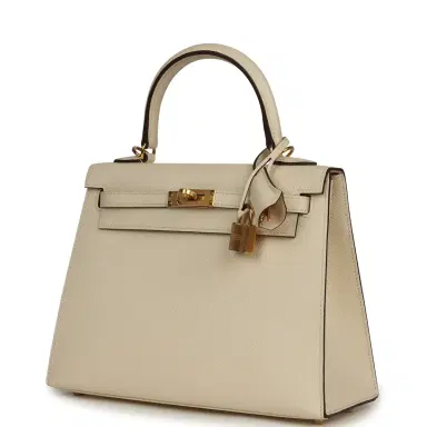 HERMÈS Hermes Kelly Sellier 25 Nata Epsom Gold Hardware | Thumbnail 5 HERMÈS Hermes Kelly Sellier 25 Nata Epsom Gold Hardware | Thumbnail 5