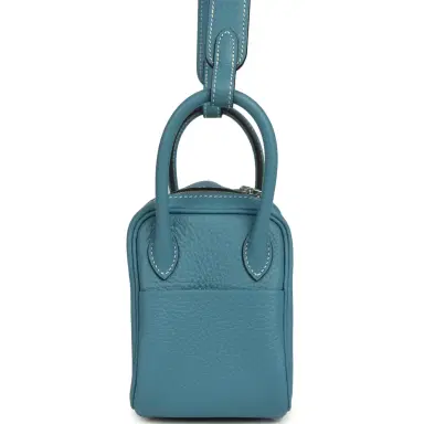 HERMÈS Hermes Mini Lindy II Blue Jean Clemence Palladium Hardware | Thumbnail 3 HERMÈS Hermes Mini Lindy II Blue Jean Clemence Palladium Hardware | Thumbnail 3
