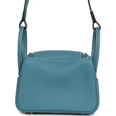 HERMÈS Hermes Mini Lindy II Blue Jean Clemence Palladium Hardware | Thumbnail 4 HERMÈS Hermes Mini Lindy II Blue Jean Clemence Palladium Hardware | Thumbnail 4