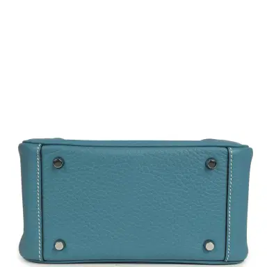 HERMÈS Hermes Mini Lindy II Blue Jean Clemence Palladium Hardware | Thumbnail 6 HERMÈS Hermes Mini Lindy II Blue Jean Clemence Palladium Hardware | Thumbnail 6
