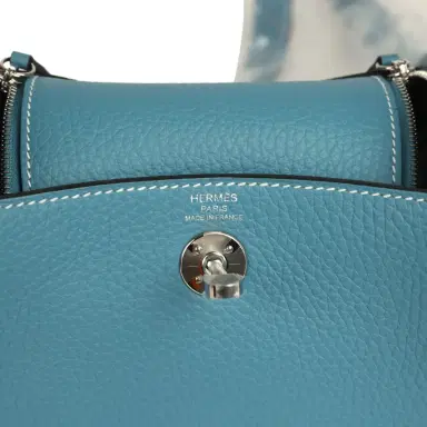 HERMÈS Hermes Mini Lindy II Blue Jean Clemence Palladium Hardware | Thumbnail 8 HERMÈS Hermes Mini Lindy II Blue Jean Clemence Palladium Hardware | Thumbnail 8