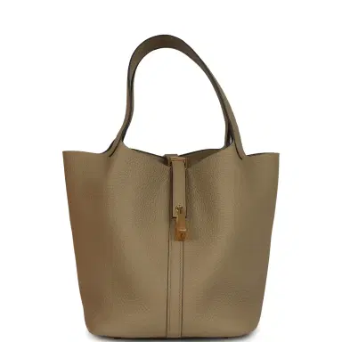 HERMÈS Hermes Picotin Lock 22 Beige Marfa Clemence Gold Hardware | Thumbnail 1 HERMÈS Hermes Picotin Lock 22 Beige Marfa Clemence Gold Hardware | Thumbnail 1