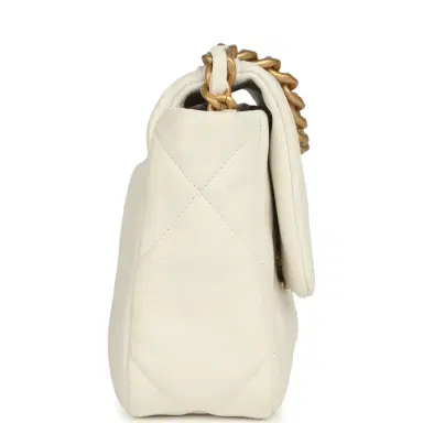 Chanel Pre-owned Chanel Medium 19 Flap Bag White Lambskin Mixed Metal Hardware | Thumbnail 3 Chanel Pre-owned Chanel Medium 19 Flap Bag White Lambskin Mixed Metal Hardware | Thumbnail 3