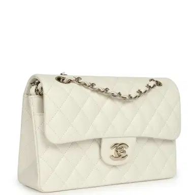 Chanel Pre-owned Chanel Small Classic Double Flap Bag White Caviar Light Gold Hardware | Thumbnail 2 Chanel Pre-owned Chanel Small Classic Double Flap Bag White Caviar Light Gold Hardware | Thumbnail 2
